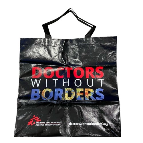 Doctors without Borders Open Logo Tote bag with Handles Black w Logo 15 x 15