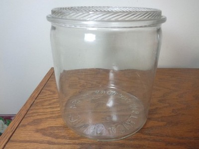 Vntg Glass Tobacco Jar Marked At Bottom ''Factory District Of NC No 64'' Pre-Owned