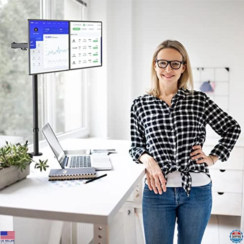 Extra Tall Dual LCD Monitor Desk Mount for 2 Screens up to 27", 22 lbs/Arm - Image 4 of 4