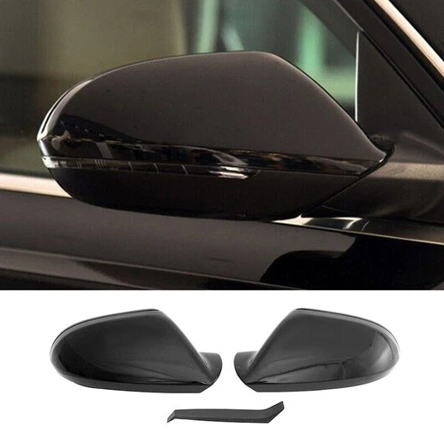 Door Side Rear View Mirror Cover Cap Gloss Black For Audi A6 C7 S6 RS6 2011-2018