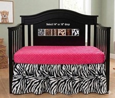 Animal Print Crib Skirt Leopard Tiger Zebra Giraffe Standard or Portable