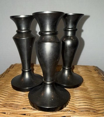 Restoration Hardware Bronze Colored Taper Candle Holders Set Of  3