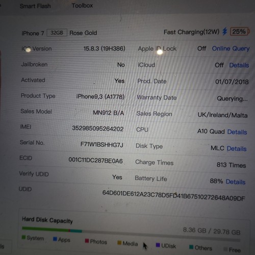 Apple iPhone 7 32GB Rose Gold Pink Unlocked Faulty 0116 - Afbeelding 2 van 18