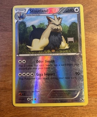 NM Pokemon Card Black & White Reverse Holo Stoutland 83/114