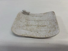 Speckled Stoneware SOAP DISH 5.5” Curved FEET Bird Rustic Farmhouse BATHROOM