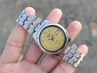 Vintage Seiko 5 Automatic Day-Date Golden Dial Men's Japanese Wristwatch 36mm