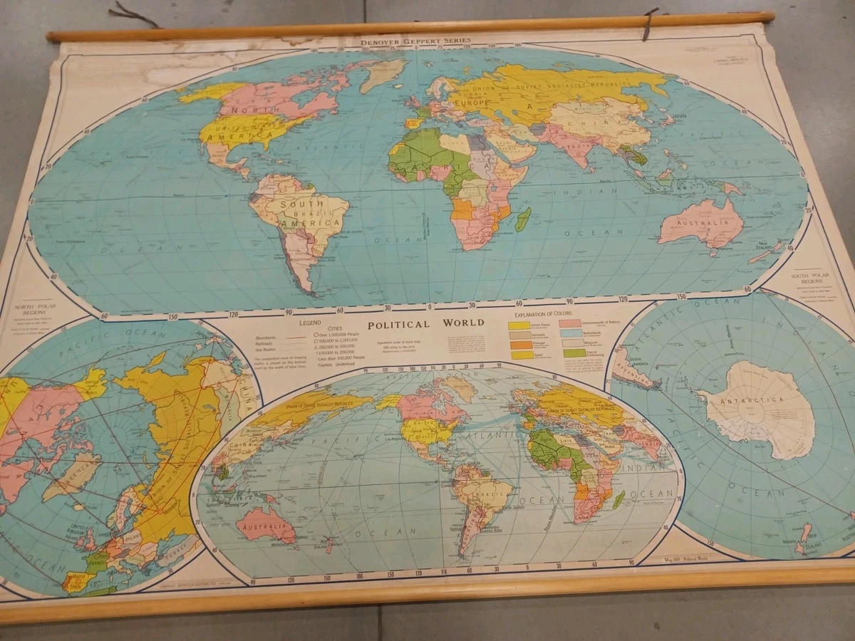 World Antique Original Antique World Maps & Atlases 1950-1959 Date