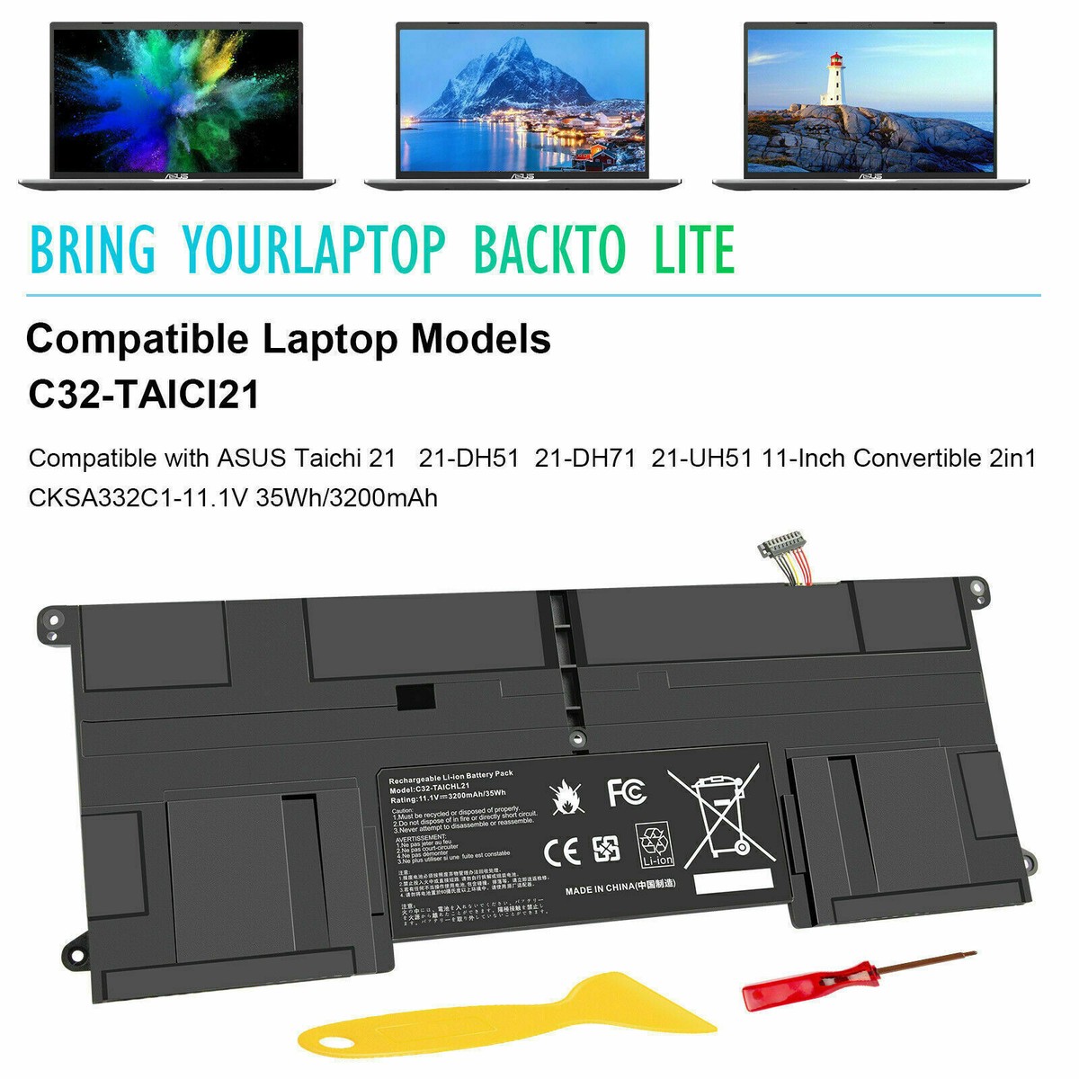 ASUS TAICHI21-3537（バッテリー：0%） Amazon.com: Hubei C32-TAICHI21 Laptop Battery Replacement