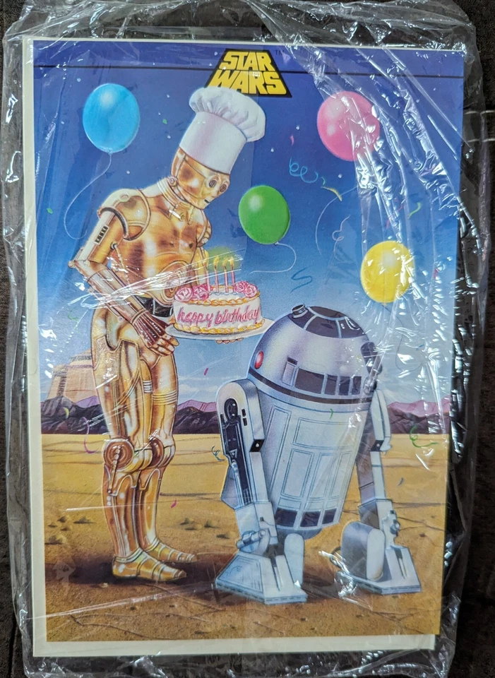 8 cartões de aniversário vintage de Star Wars de 1984 - linda obra de arte em relevo - Imagem 2 de 4