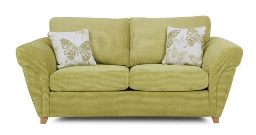 DFS Pennie Lime Green Fabric 2 Seater Formal Back Sofa Bed