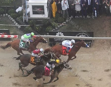JUSTIFY 2018 PREAKNESS STAKES WINNER FINISH 8X10 PHOTO 