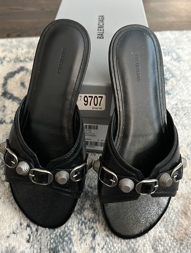 サンダル・ミュール BALENCIAGA Black leather Cagole sandals (743057WBUA1 1010) s-l1200.jpg