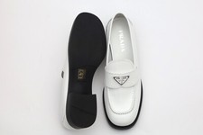 Prada Triangle Logo White Loafers Size 39.5/ US 9.5 in White Leather