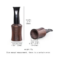 1 Pcs Ebony Wooden Cigar Mouthpiece Tips Portable Holder Size 48-52 Gauge Ring