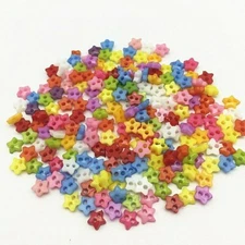 Pkg 50 STARS Plastic Buttons 1/4" (6mm) Craft Scrapbook (2114) Random Colors