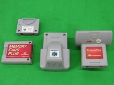 Lot Of 4 N64 Nintendo 64 Rumble Pak, Tremor Pak, Controller Pak Memory Card Plus