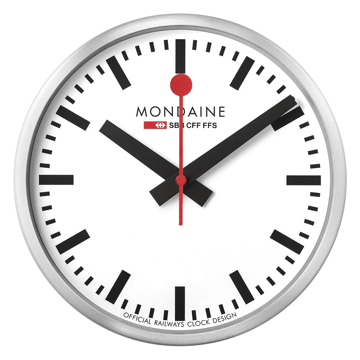 MONDAINE Wanduhr WiFi stop2go Silberfarben/Weiß 25 см MSM.25S11