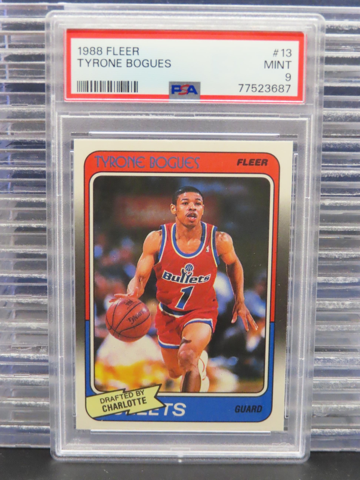 198889 Fleer Tyrone Muggsy Bogues Rookie Card RC 13 PSA 9 Bullets