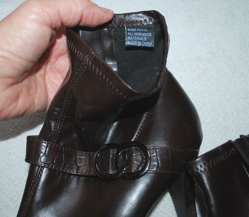 Etienne Aigner BOCCI Chocolate Brown buckle ankle boots 3” heels 8.5M - Picture 7 of 11