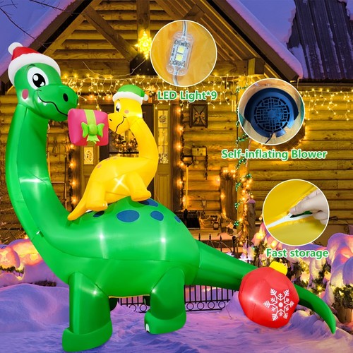 Dinosaur Christmas Inflatable Outdoor Decorations - 9 Ft Dinosaur Christmas I... - 第 4/7 張圖片