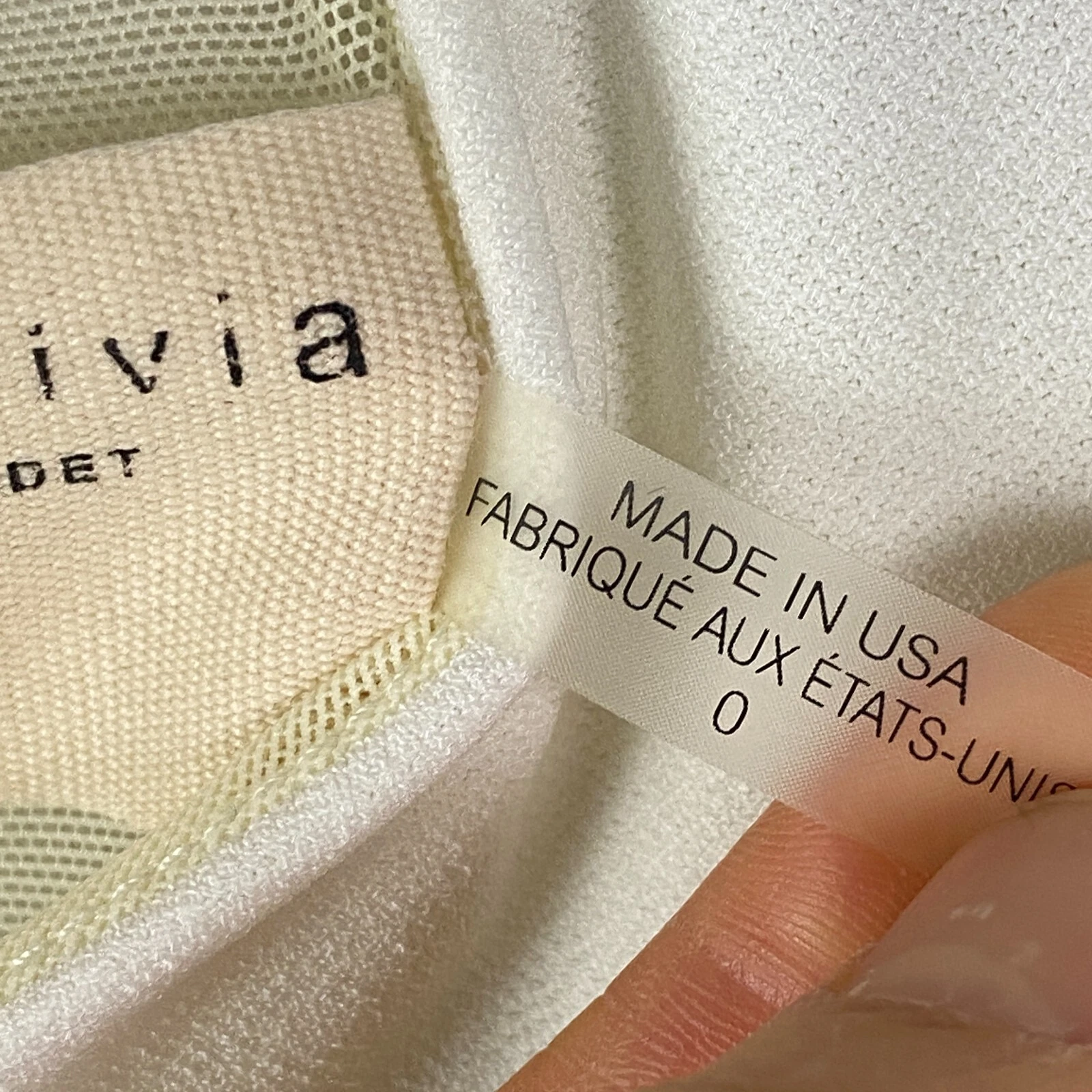 OFF WHITE Abito midi Alice + Olivia Meya spalle fredde taglia 0 bianco sporco zip posteriore elasticizzato