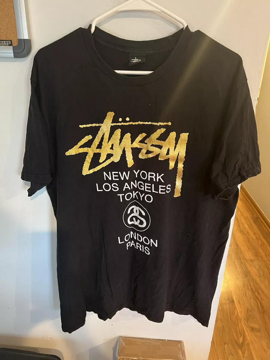 Stussy World Tour New York Los Angeles Tokyo Paris T-Shirt Adult Size large