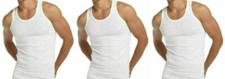 Mens Vest Tops 100% Cotton Plain Classic Vests Summer Training Gym Tank Top Pack