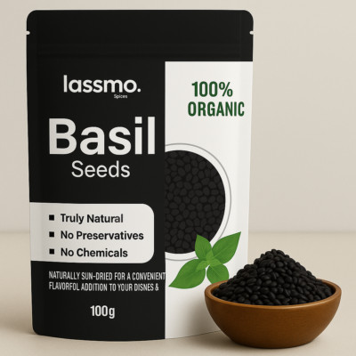 Organic Basil Seeds Natural Sweet Basil Tukmaria Sabja Detox Drink Superfood