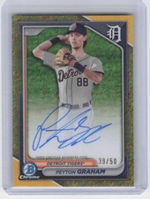 2024 Bowman Chrome Peyton Graham Gold Shimmer Refractor Auto /50 Tigers