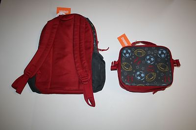 New Gymboree Boys Backpack Matching Lunch Box Set Sports Themed 16 
