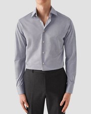 Eton Slim Fit Four Way Stretch Textured Dress Shirt L18216 Mens Size 38/15