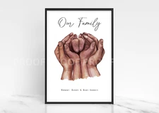 Our family print Baby print / Personalised Family Print / Family Hands A5 A4 A3
