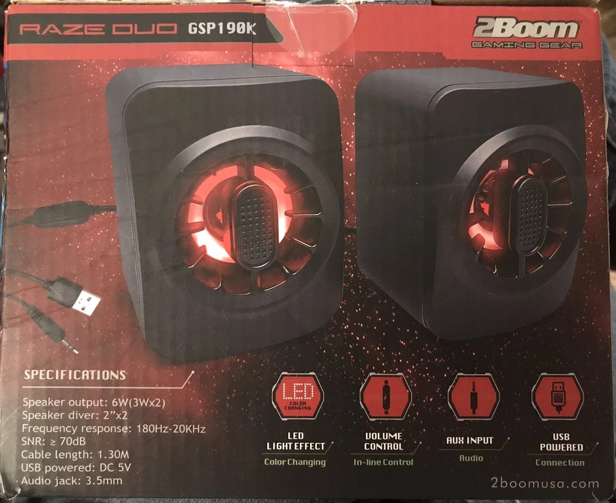 2BOOM Wired LED Gaming Speakers With Volume Control