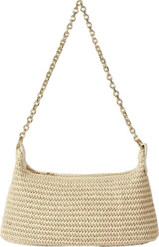 Women'S Straw Woven Shoulder Bag Tote Handbag Summer Beach Purse - Picture 9 of 14