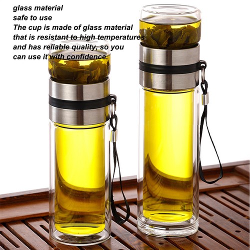 Portable Double Wall Glass Tea Infuser Home And Travel Water Separation Bottle - Picture 7 of 15