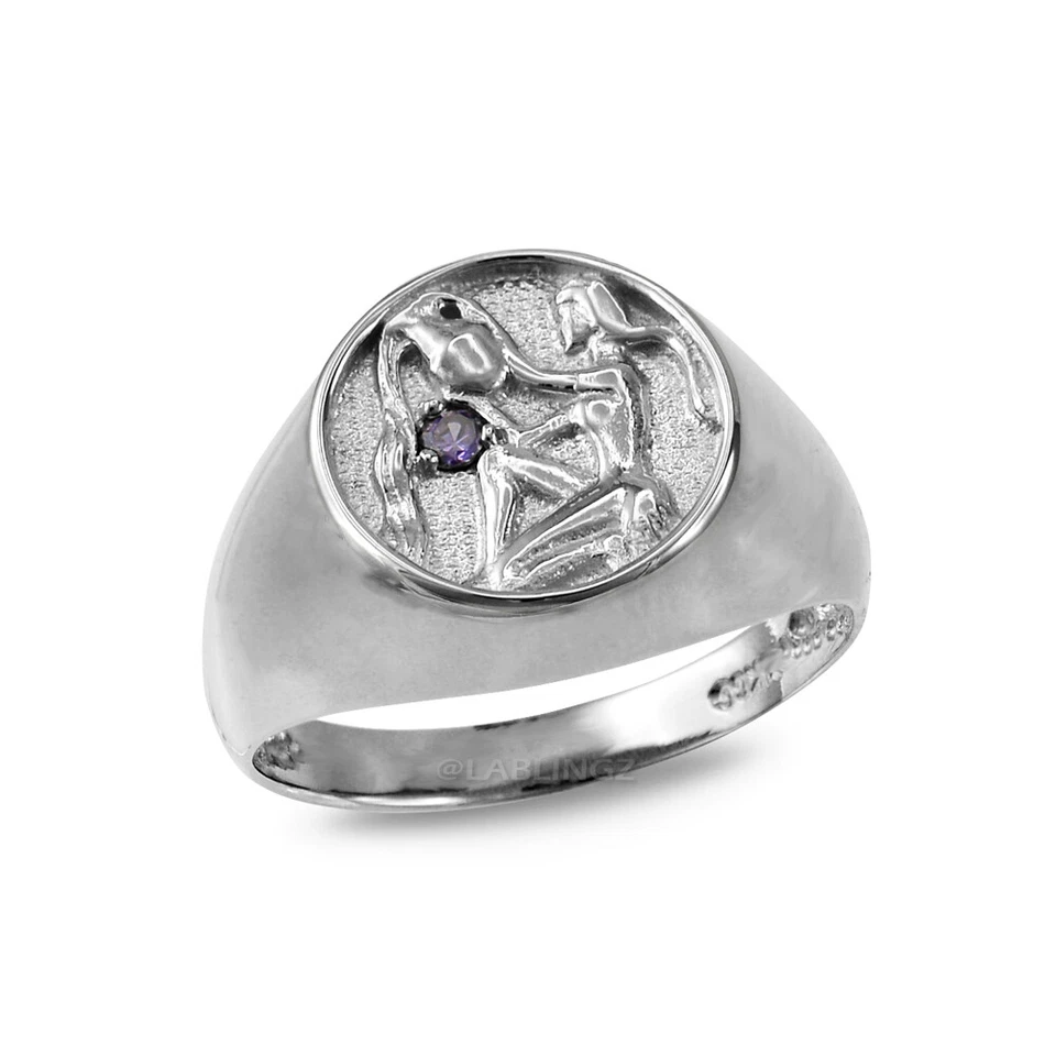 Sterling Silver CZ Birthstone Zodiac Ring - Image 4 of 4