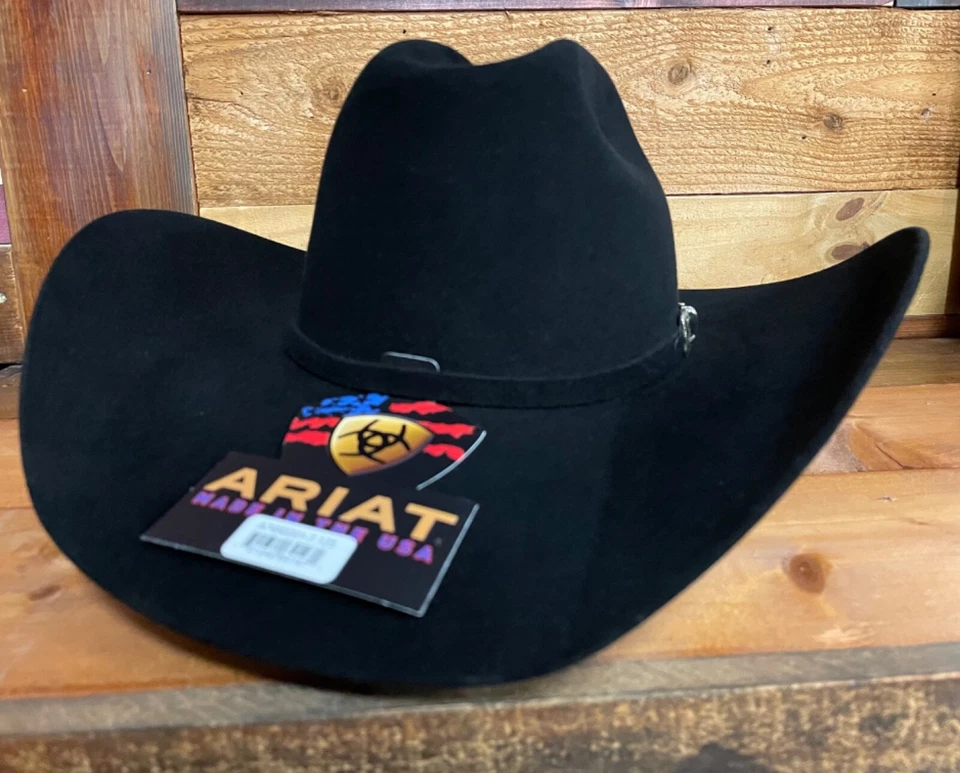ARIAT HOMBRE NEGRO HEBILLA BANDA 20X FIELTRO WESTERN SOMBRERO -A765-0201 Foto 2 de 3