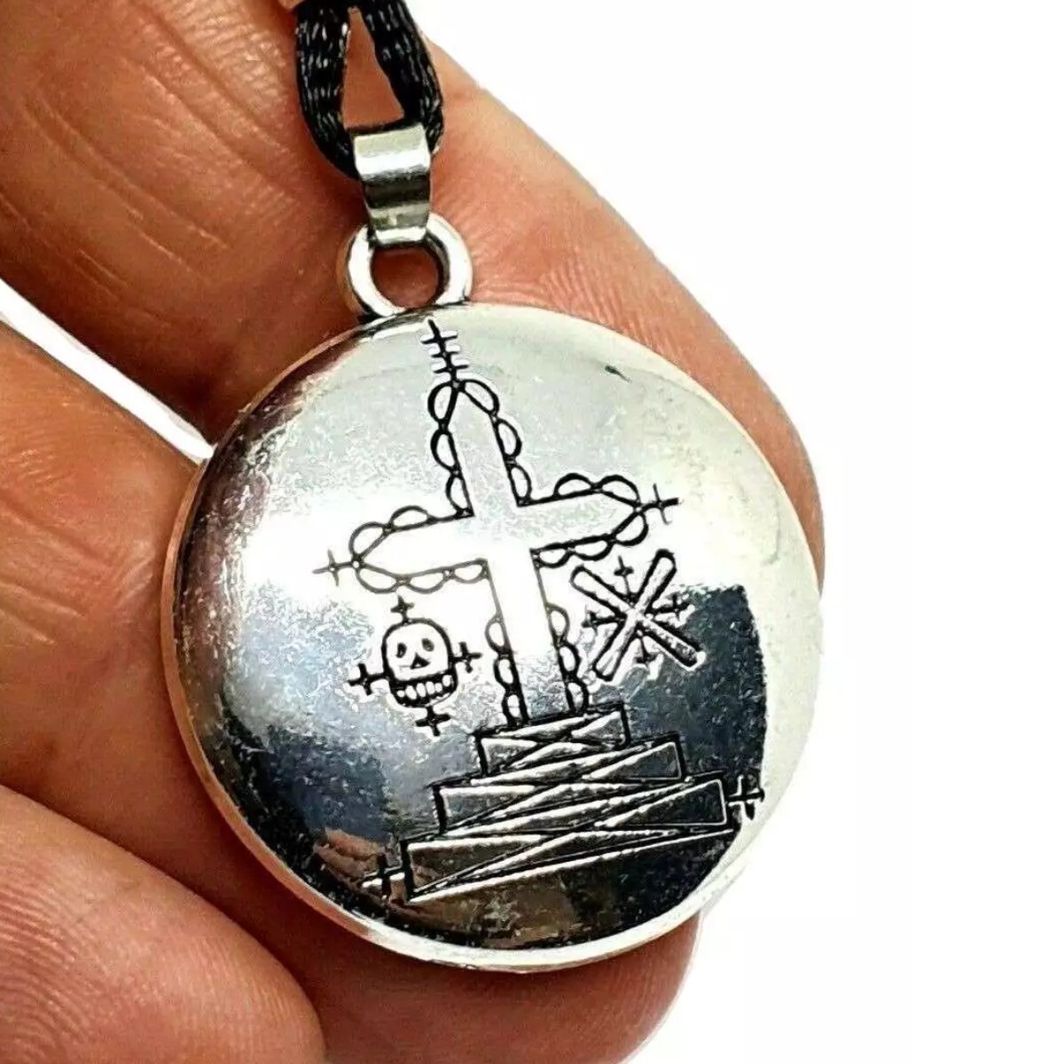Papa Ghede Necklace Pendant Voodoo Veve Vodou Amulet Talisman 