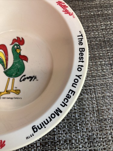 Cuenco de cereales vintage Corn Flakes 1995 Kellogg's Collector Corny Cornelius Gallo - Imagen 6 de 12
