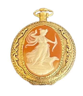 Vtg Max Factor Enchanted Forest Cameo Pocket Watch Compact In Original Box (B2)