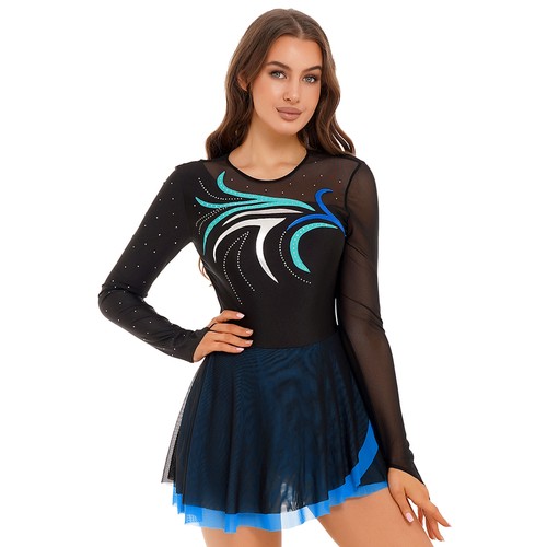 Mujer Gimnasia Leotardo Lírico Ropa de Baile Malla Transparente Figura Patinaje sobre Hielo Vestido - Imagen 7 de 88