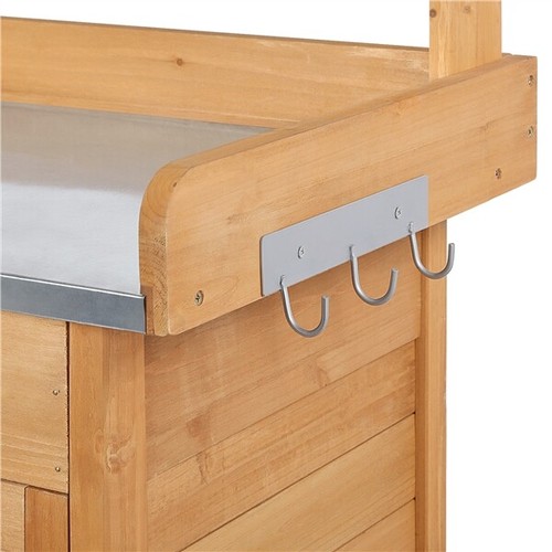 Garden Potting Bench Table Outdoor Work Bench w/Cabinet Drawer Open Shelf Wooden - Picture 9 of 11