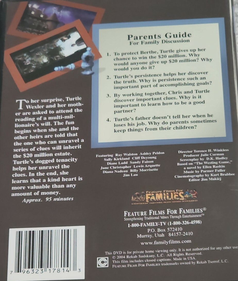 The Westing Game DVD Ray Walston , Ashley Peldon Sally Rare oop  796323178143 | eBay