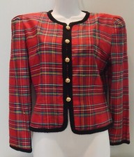 MAGGIE LONDON VINTAGE WOMENS JACKET BLAZER SIZE 6 P SCOTCH PLAID 100 SILK