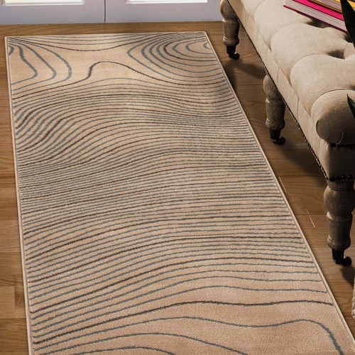 Veer Modern Wood Grain Flatweave Runner Kid & Pet Friendly Indoor Large Area Rug - Picture 9 of 32