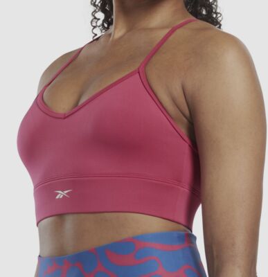 Reebok Womens Pink Workout Ready Medium Impact Sports Bra Size: 2XL