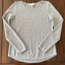 Ann Taylor Loft Sweater S Gray Polka Dot Career Wool Blend