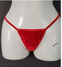 Exotic Dancewear Red Sparkling Velvet Thong S/M