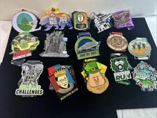 15 Mixed Lot of Marathon Half (5k/10k) Fun Run Running Medals Pins W/Lanyards