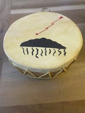 Vintage Double-Sided Native American Style Hand Drum Rawhide 8" x 4"